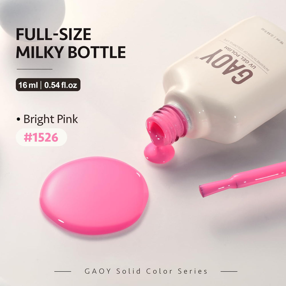 GAOY Bright Pink Gel Nail Polish under LED light cures in 60 seconds