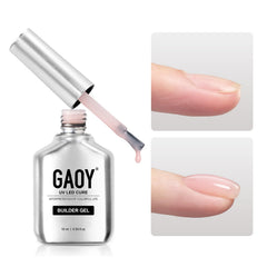 GAOY Builder Gel bottle with brush for natural-looking nail strength at home.