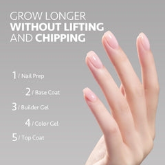 Natural-looking nail extension with GAOY builder gel for strength.