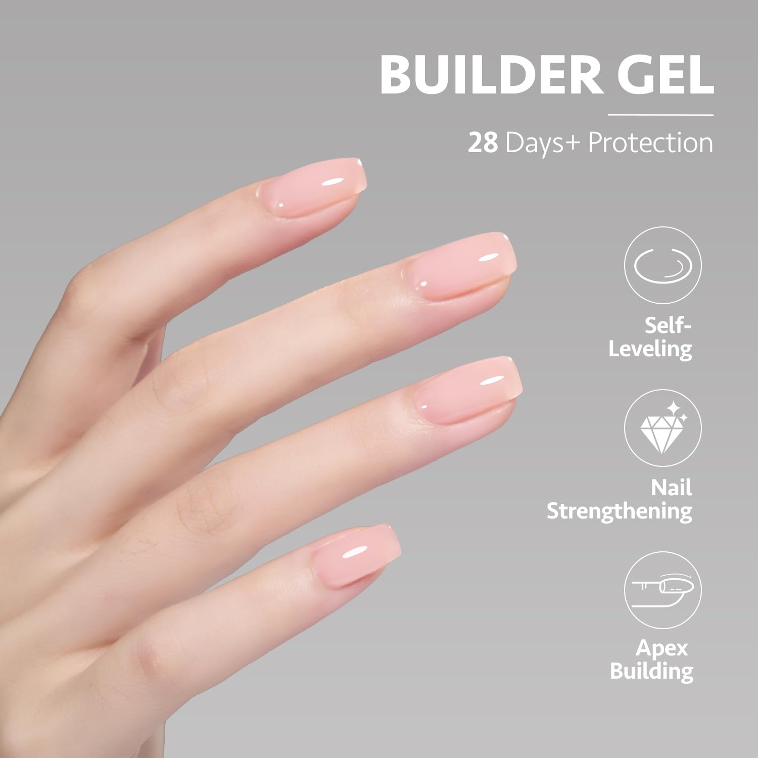 Self-leveling GAOY builder gel delivers smooth, even coverage.