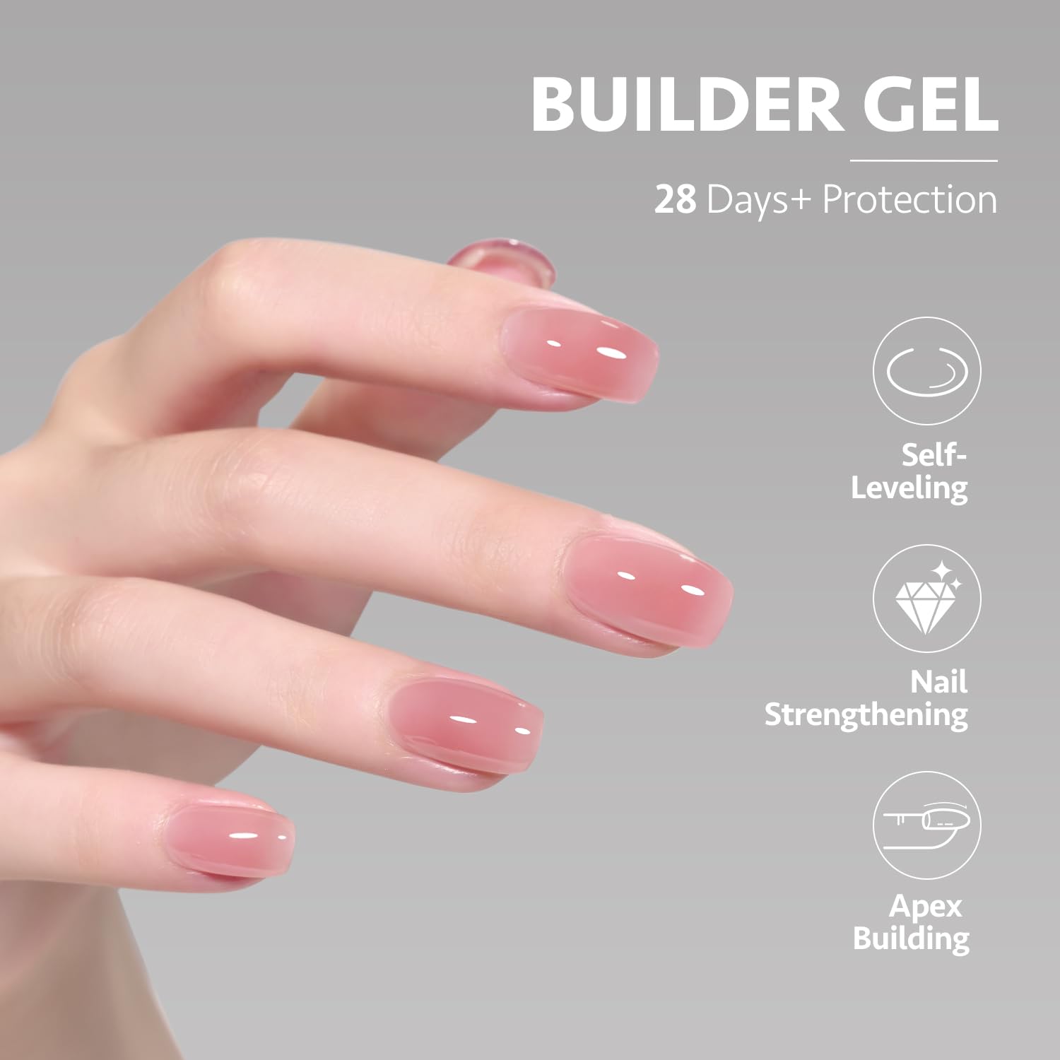 GAOY Builder Gel top coat seal image demonstrates a smooth, glossy final look.
