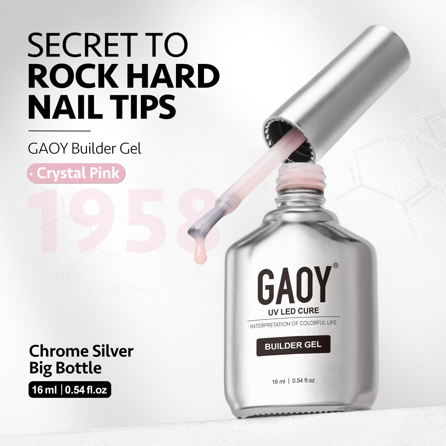 GAOY builder gel cures under UV lamp in about 60 seconds.