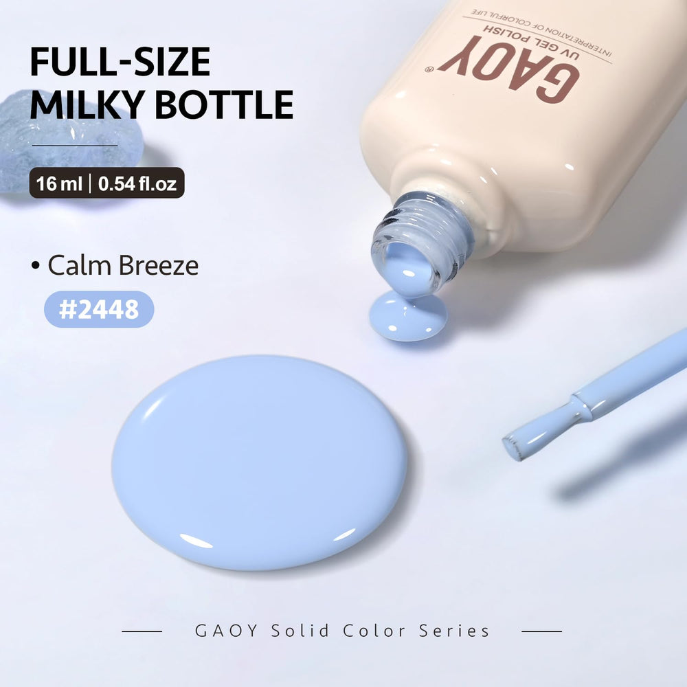 GAOY Calm Breeze shade on nails, delivering a serene look for at-home self-care.