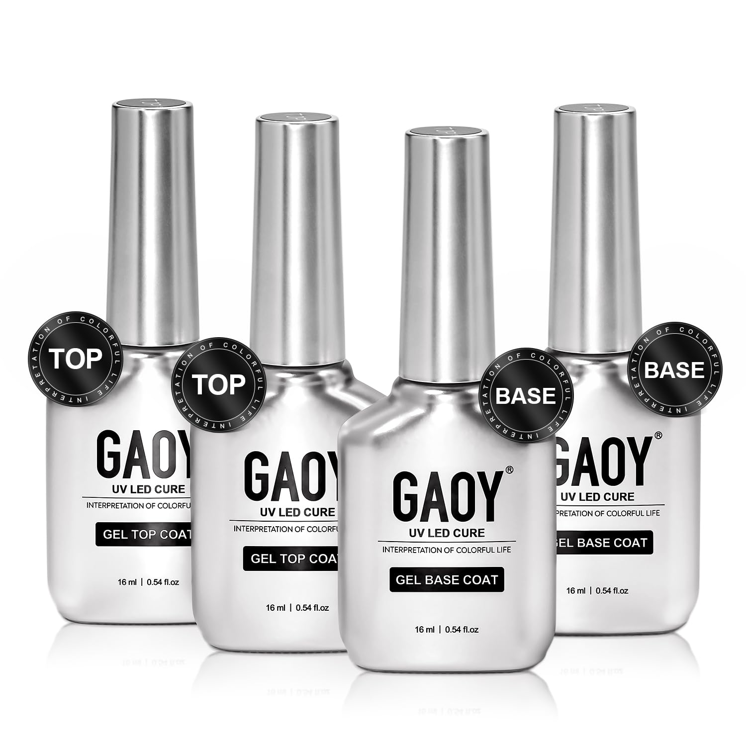 GAOY capa-base cristalina, acabado uniforme y duradero en uñas.