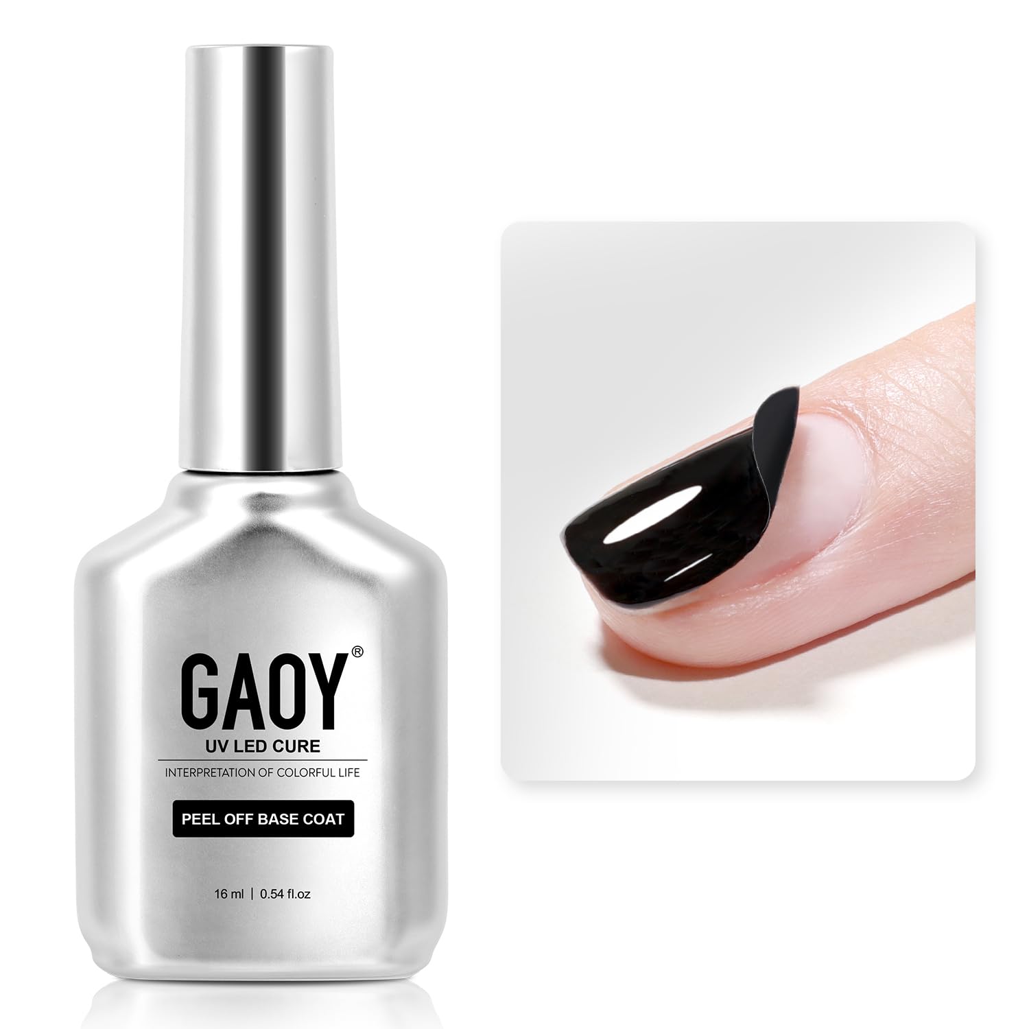 GAOY capa base gel desprendible en botella, base clara para uñas sin daño