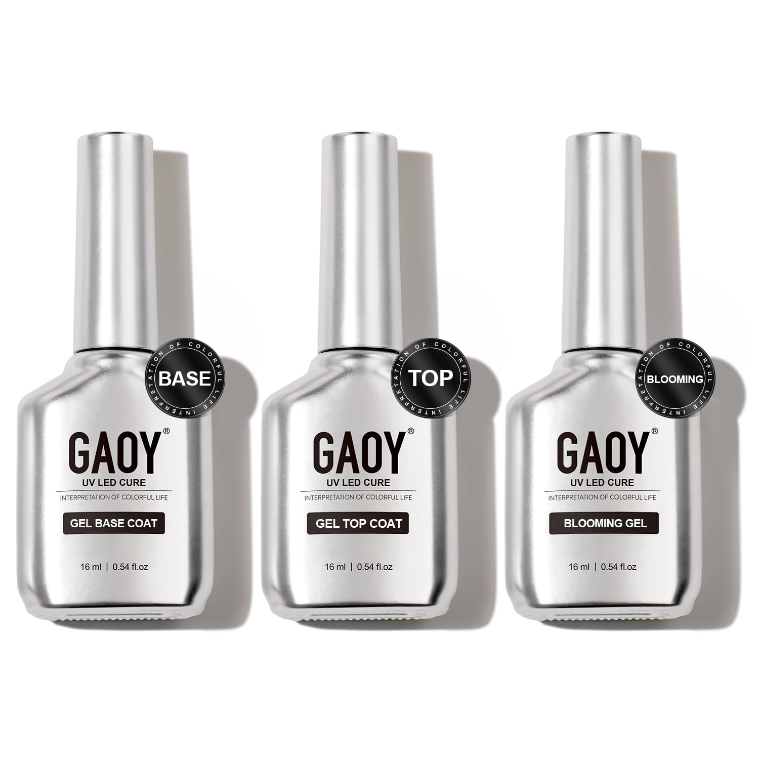 GAOY capa superior de gel con acabado claro, conjunto de 3 frascos 16ml