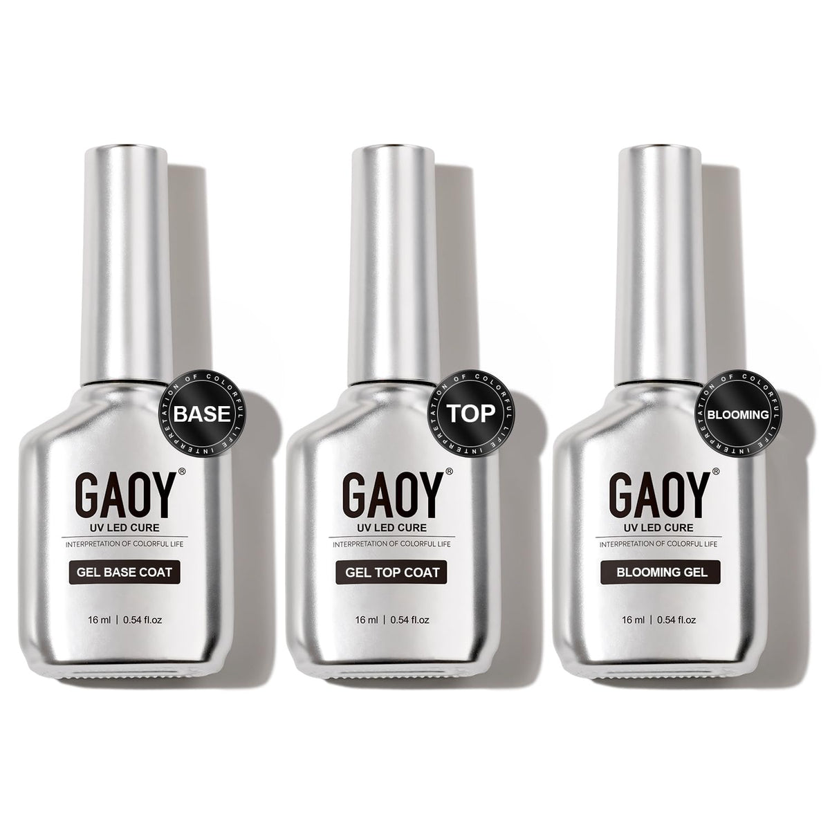 GAOY capa superior de gel con acabado claro, conjunto de 3 frascos 16ml