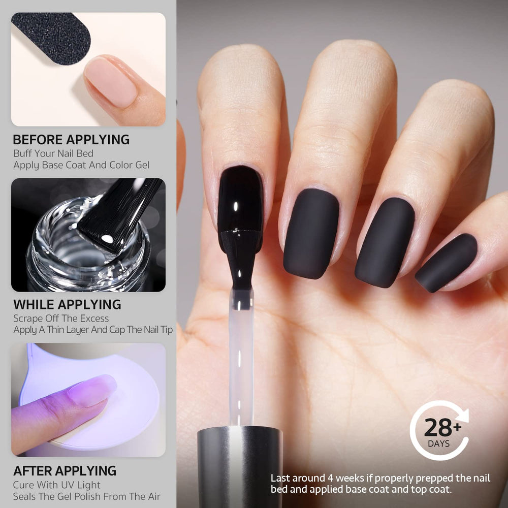 GAOY Capa Superior Gel Mate 16 ml, detalle de uñas con acabado mate
