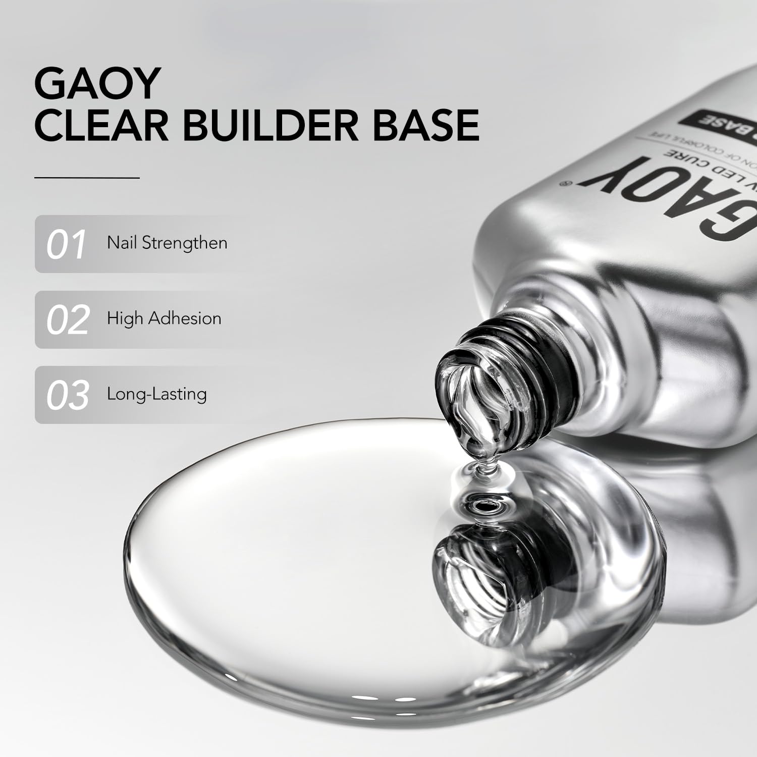 GAOY chrome-silver bottle design emphasizes modern branding.