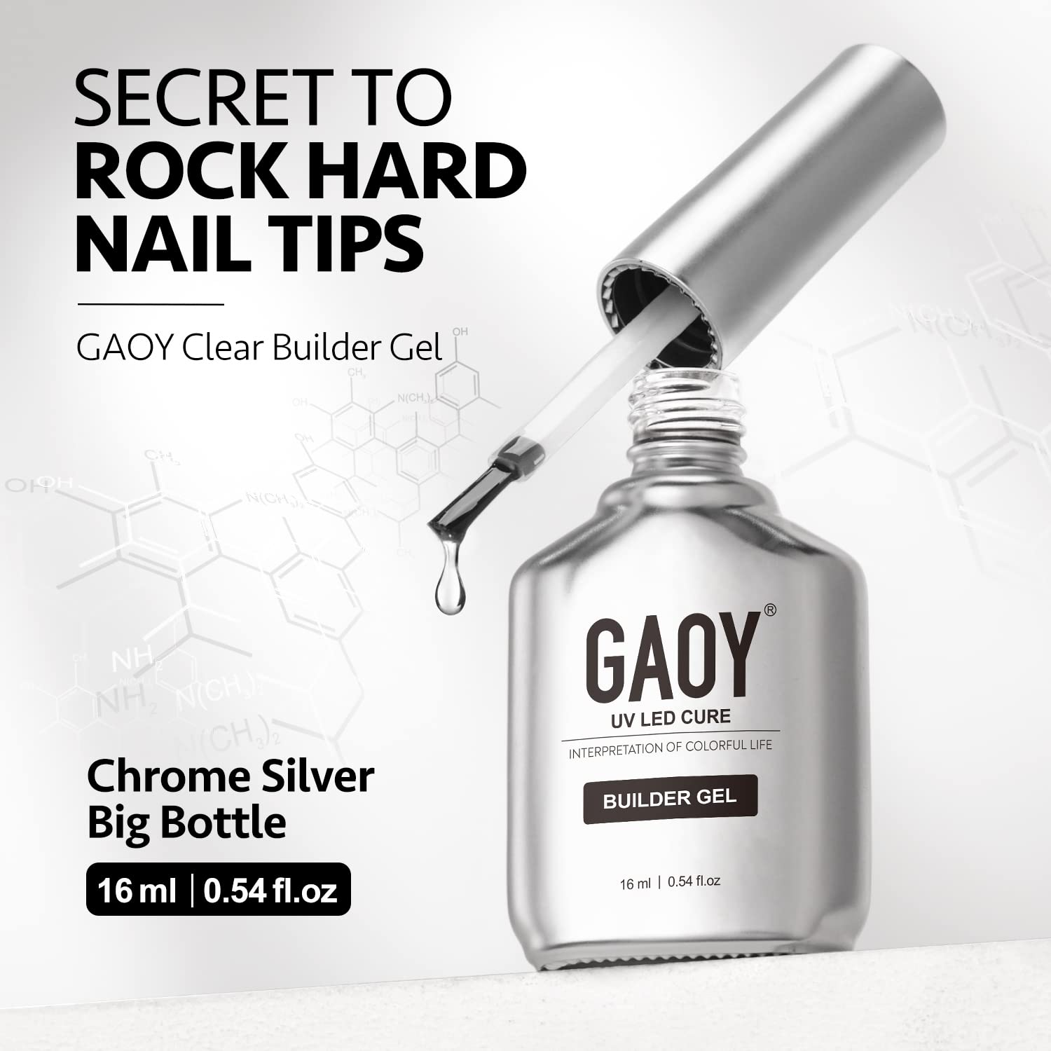 GAOY Clear Builder Gel nails after curing finish