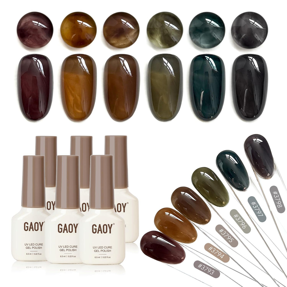 GAOY gel de uñas color marrón lechoso para acabado suave