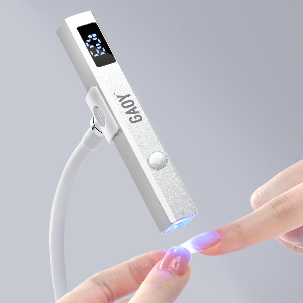 GAOY cordless nail lamp with stand enabling steady, precise home gel manicures.