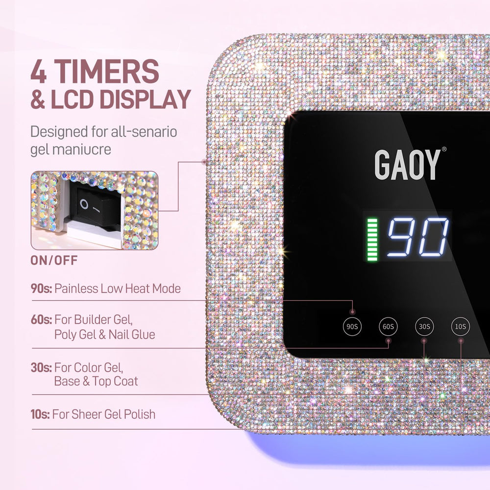GAOY cordless UV LED nail lamp with detachable magnetic base for easy cleaning