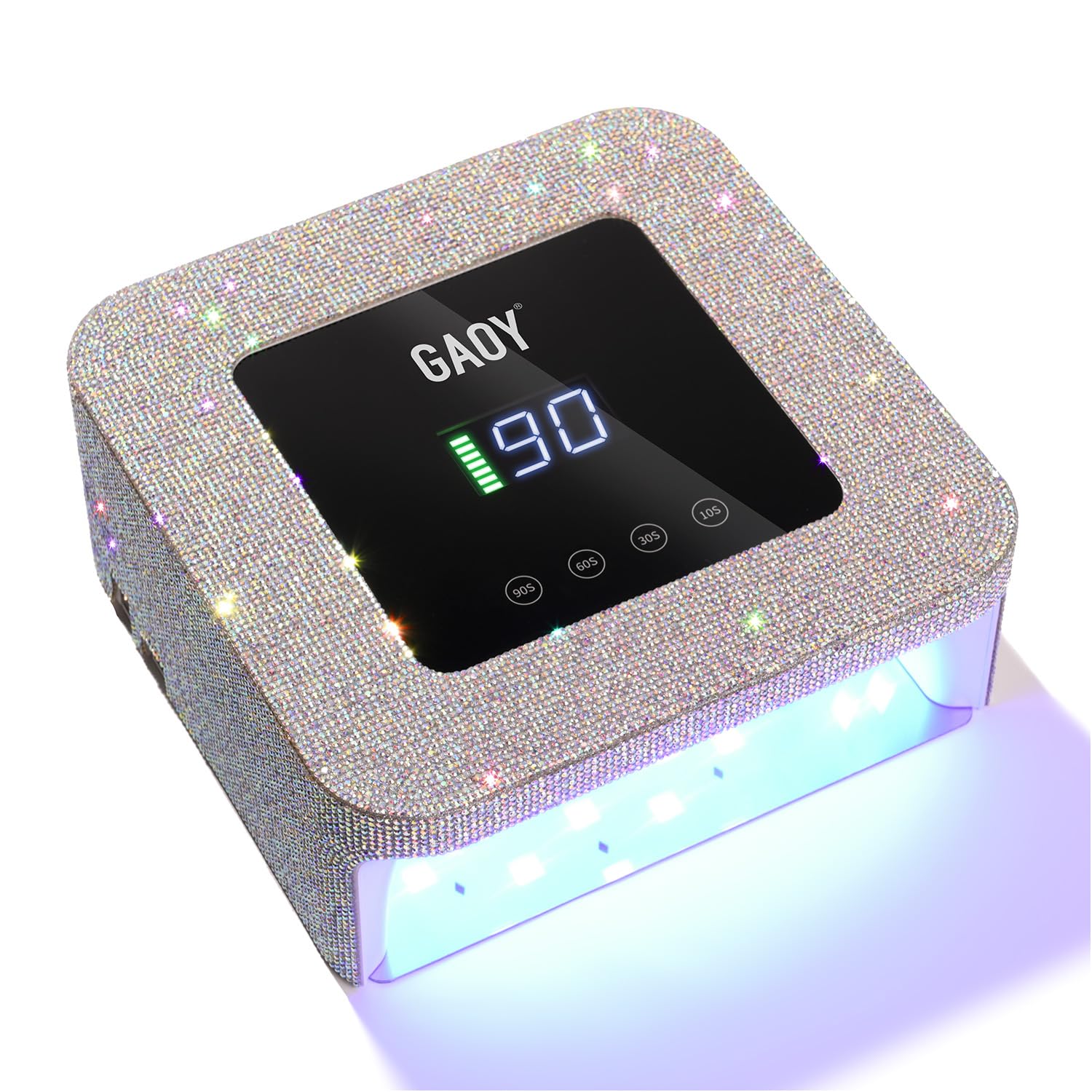 GAOY cordless UV LED nail lamp front view showing portable design for on-the-go manicures
