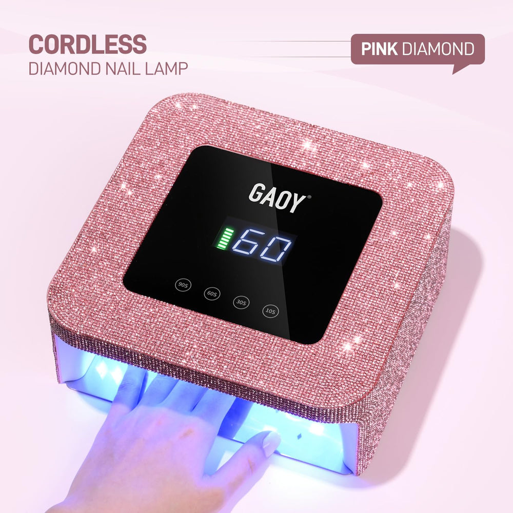 GAOY cordless UV LED nail lamp side view showing slim profile for storage.