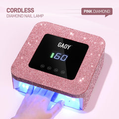 GAOY cordless UV LED nail lamp side view showing slim profile for storage.