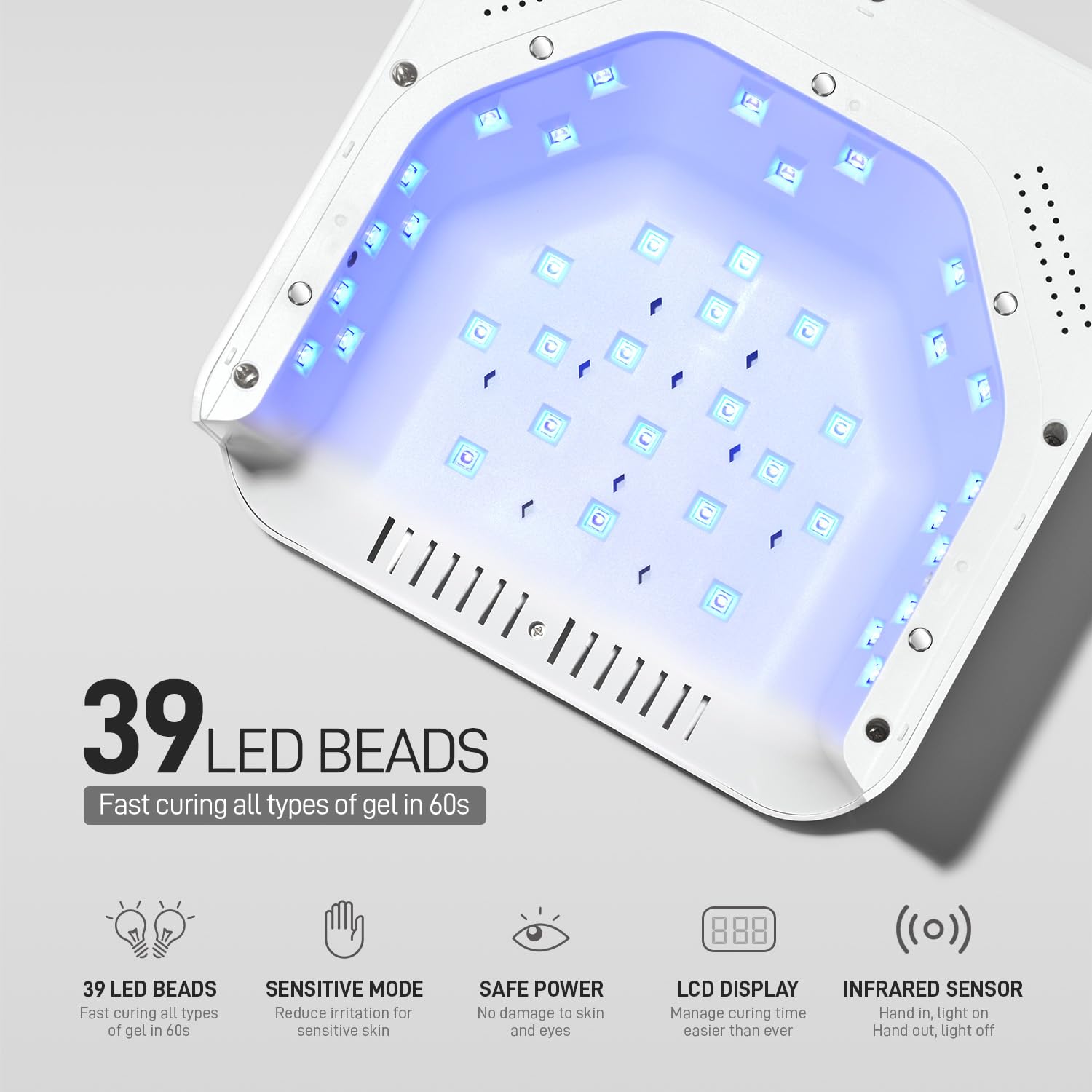 GAOY lamp offers four timers for flexible gel manicures.