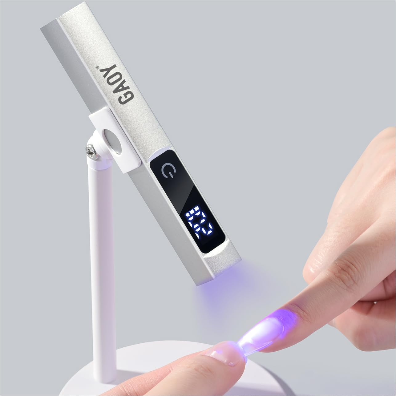 GAOY cordless UV nail lamp front view for on-the-go gel nails
