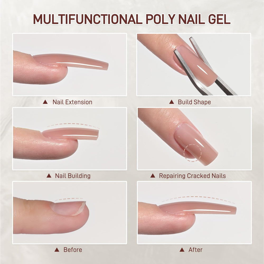 GAOY gel poligel cristal: paquete de 60 g para unas 30 uñas, ahorro de tiempo.