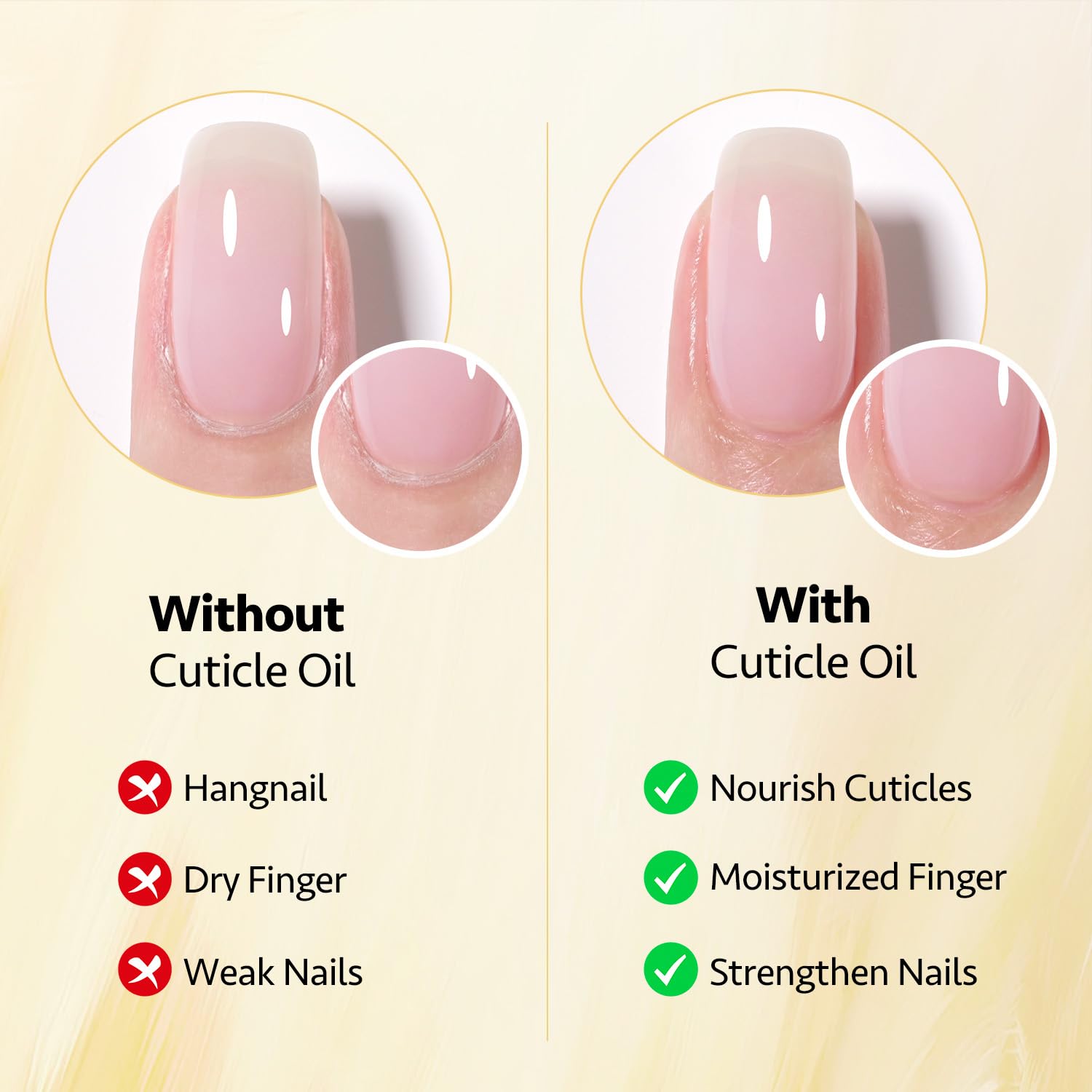 GAOY Cuticle Oil bottle highlighting natural ingredients for nourished nails.