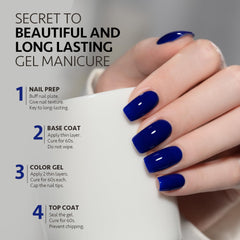 GAOY Deep Blue gel polish curing under UV lamp for quick results.
