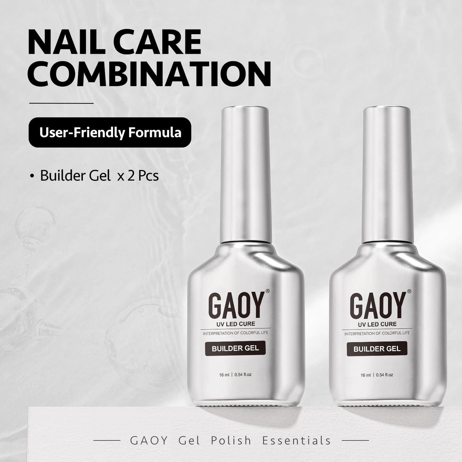 GAOY dos frascos de 16 ml con diseño metálico, kit completo para uñas.