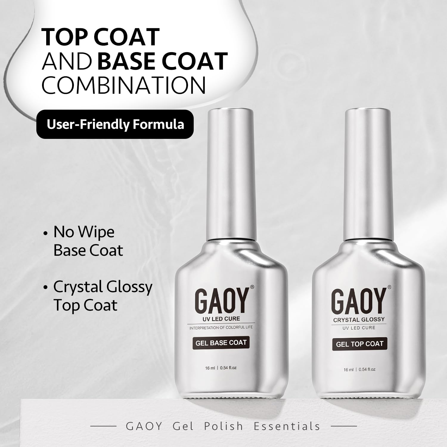 GAOY Duo-pack of 16ml bottles for convenient at-home gel nails.