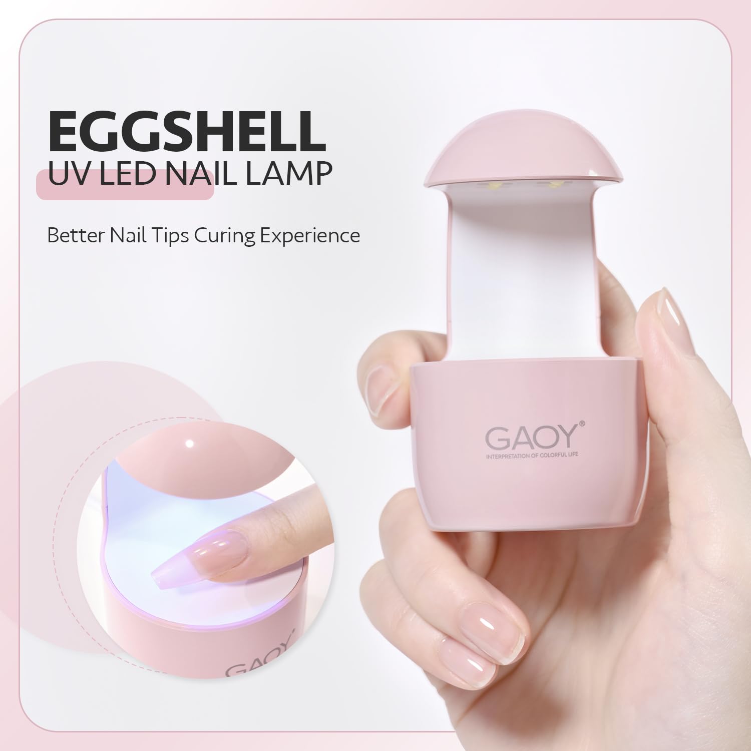 GAOY egg-shell LED nail lamp with even curing and a soft pastel finish