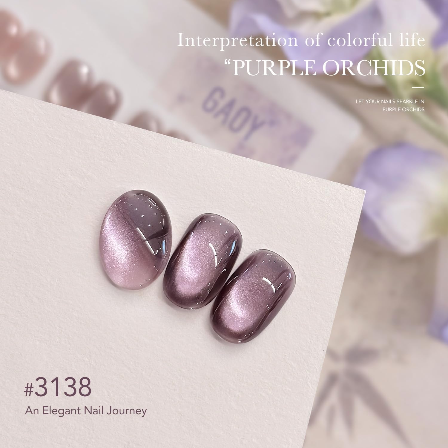 GAOY Esmalte Gel Brillo Holográfico Violeta 3138, ideal para arte de uñas brillante
