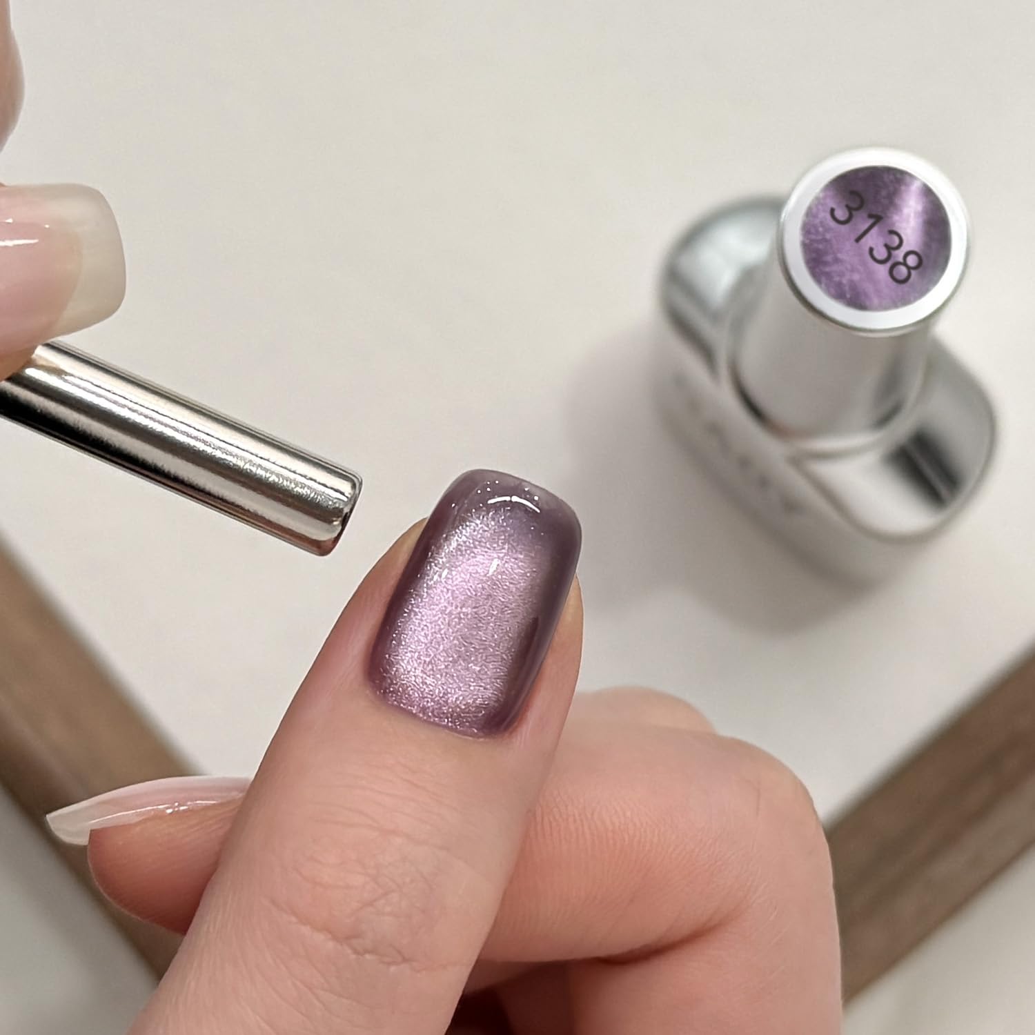 GAOY Esmalte Gel Efecto Ojo de Gato Magnet Violeta 3138, patrón único con imán