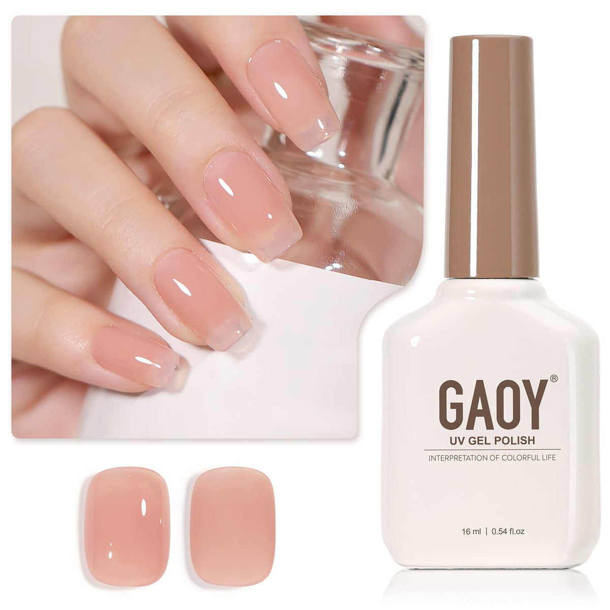 GAOY esmalte gel nude en botella translúcida rosa natural para uñas discretas