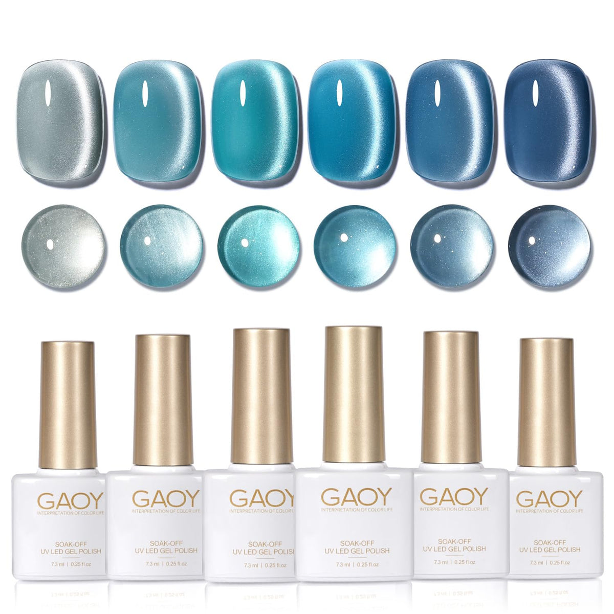 GAOY esmalte gel ojo de gato azul con imán para brillo holográfico
