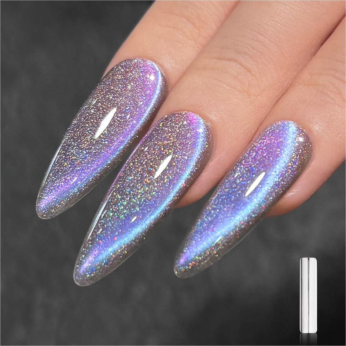 GAOY Esmalte gel ojo de gato arcoíris, brillo intenso para uñas.