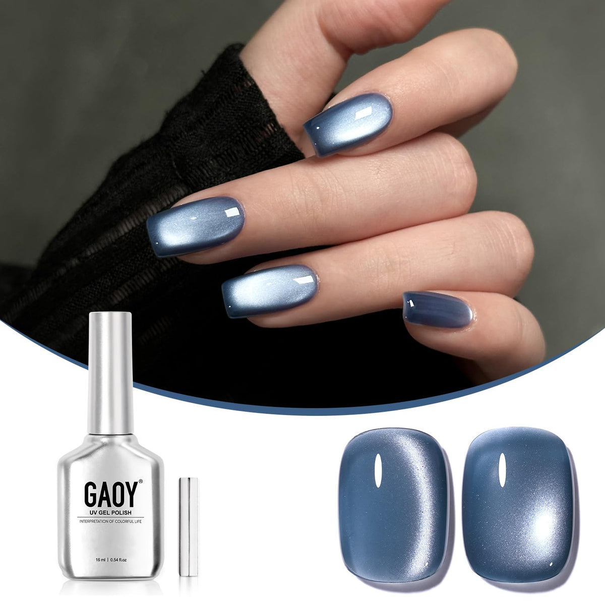 GAOY esmalte gel ojos-gato azul con brillo intenso para uñas llamativas