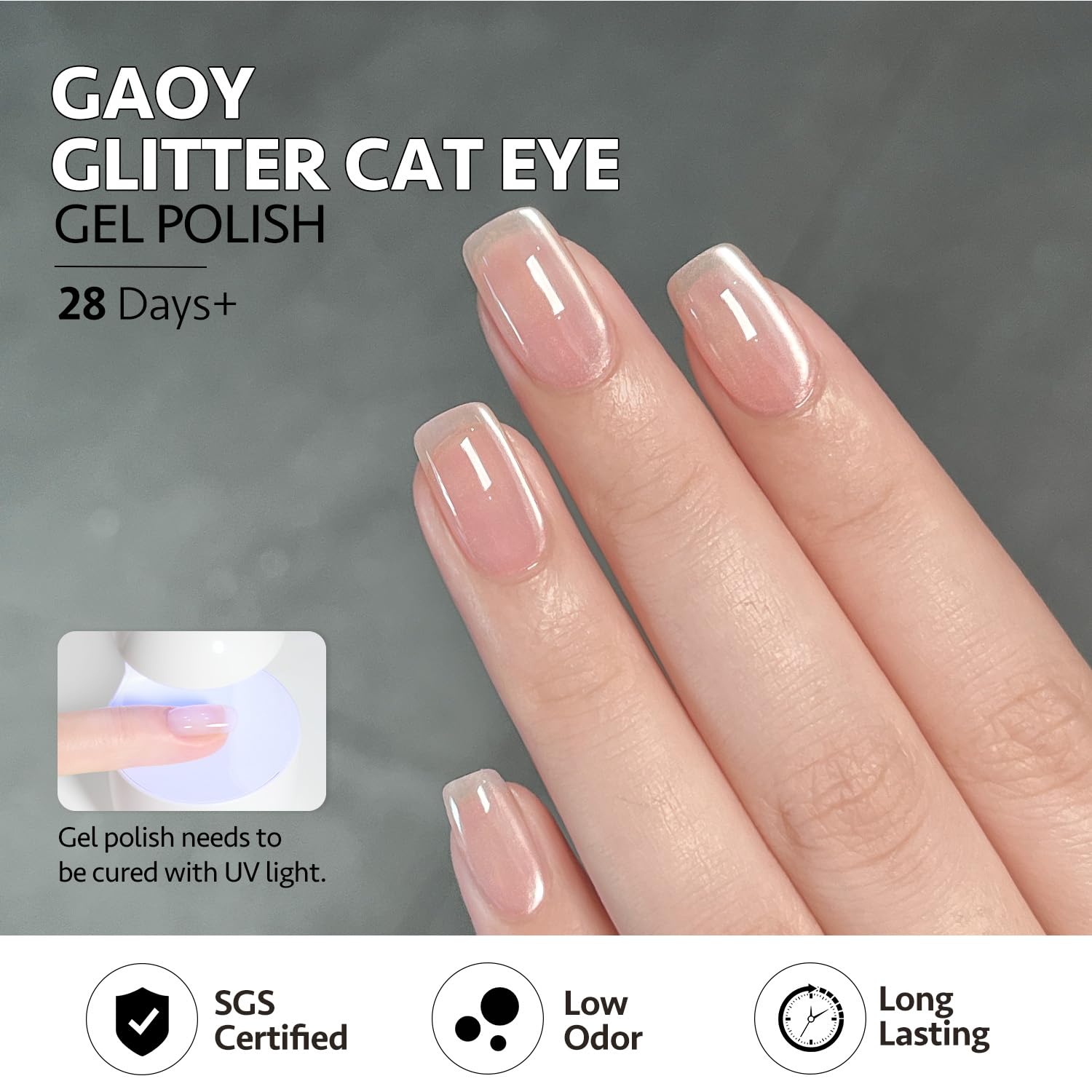 GAOY Glassy Cat Eye Gel de 16 ml para acabado duradero.