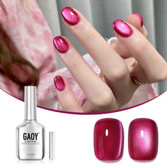 GAOY esmalte gel rosa ojo-gato con brillo holográfico para uñas