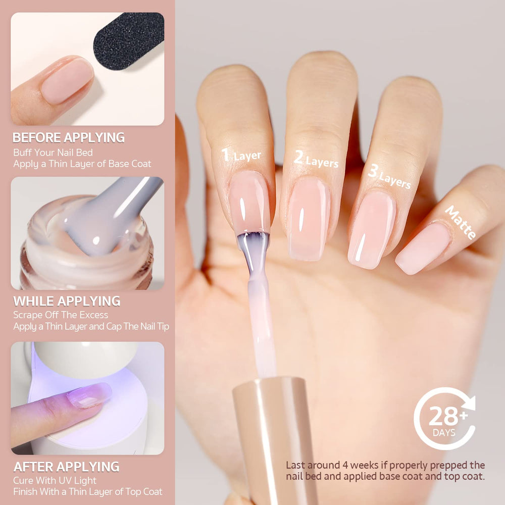 GAOY Acabado translúcido con brillo natural en uñas