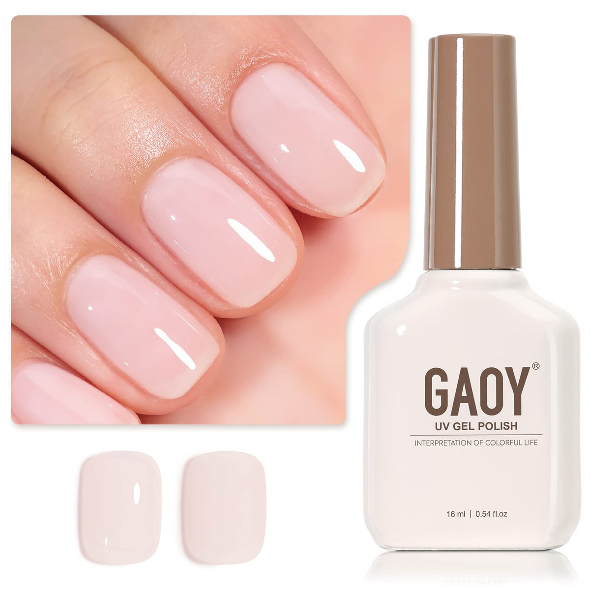 GAOY Esmalte gel translúcido rosa claro en botella para un brillo suave