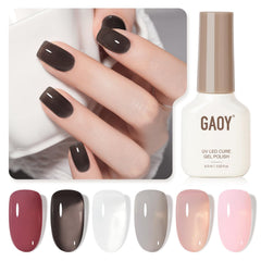 GAOY esmalte gel translúcido gris para uñas, acabado suave y duradero