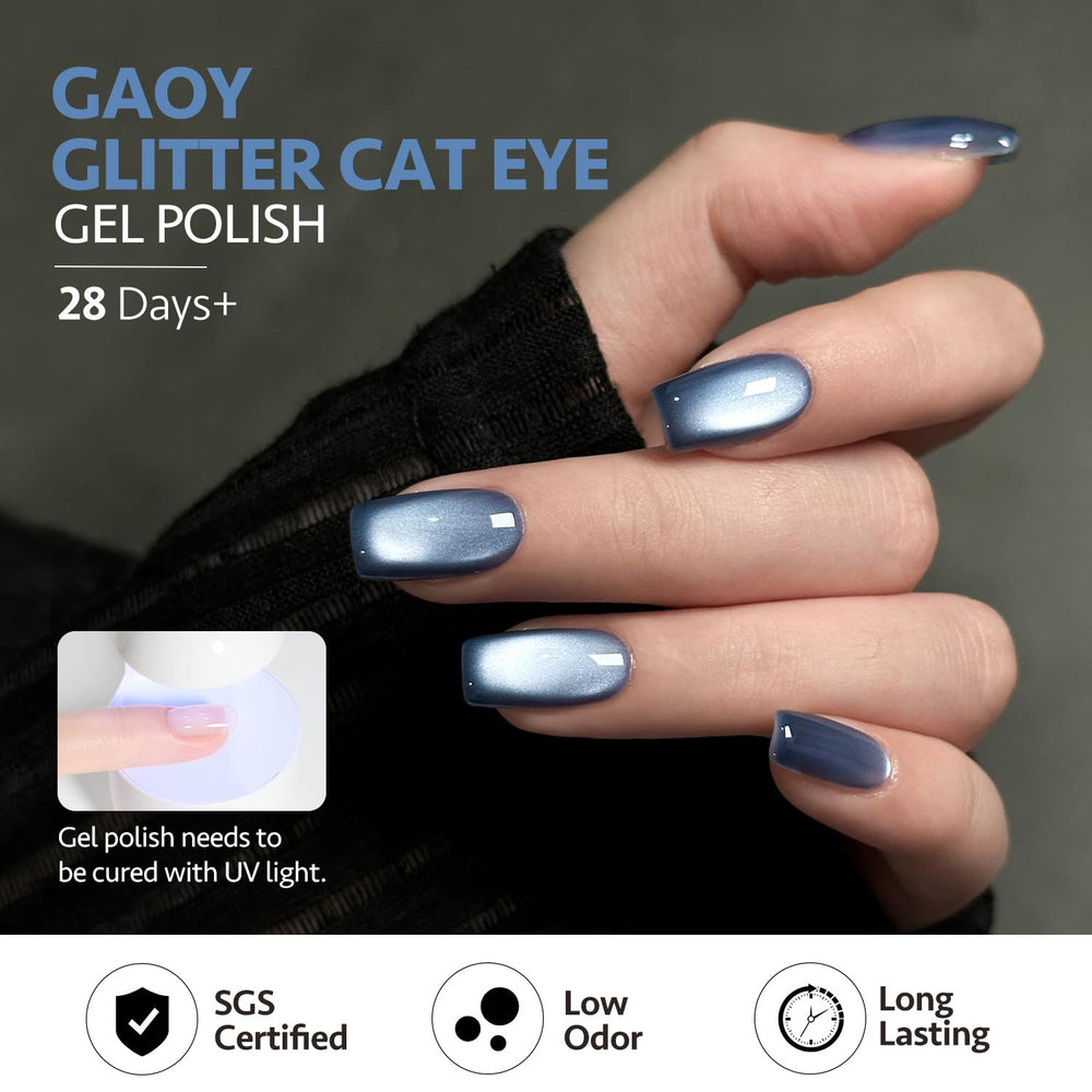 GAOY esmalte gel translúcido con reflejos azules para uñas pulidas