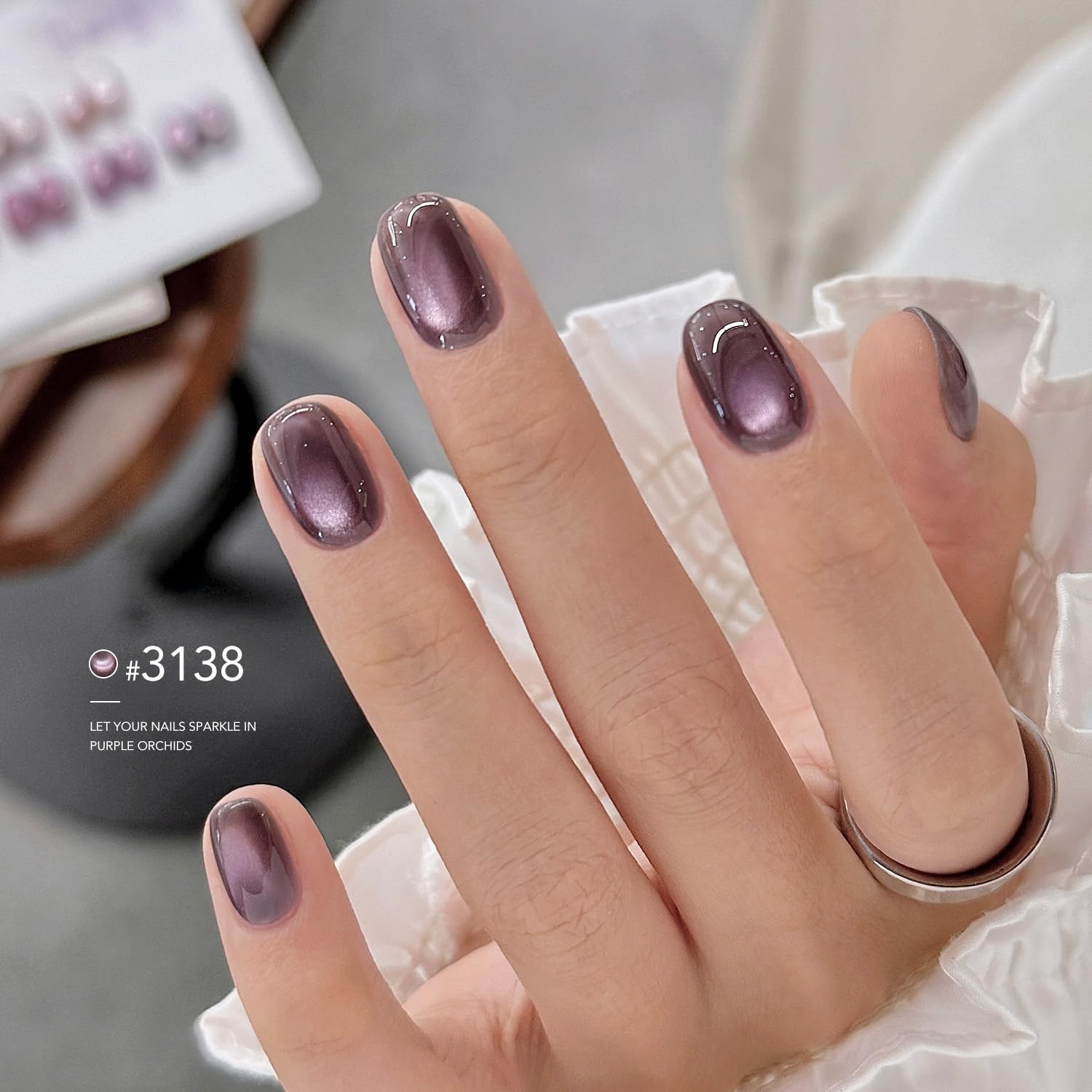 GAOY Esmalte Gel Transparente con Reflejos Violeta 3138, acabado suave