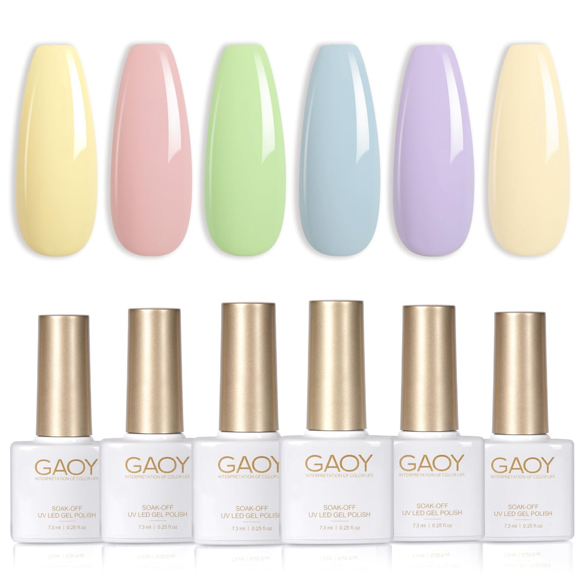 GAOY esmaltes en gel set 6 colores pastel rosado azul para manicura duradera
