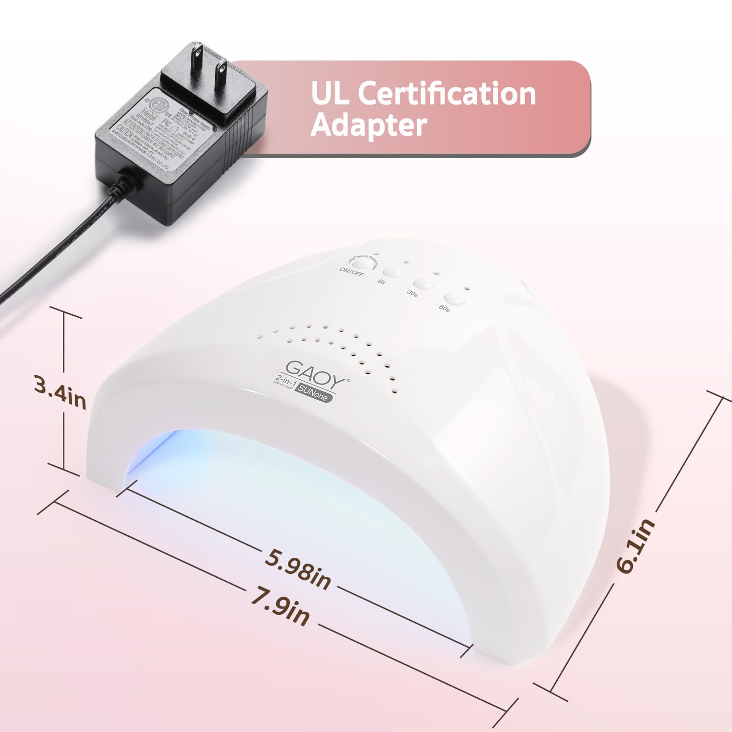 GAOY Fast Curing Lamp in use on nails for quick, professional results.