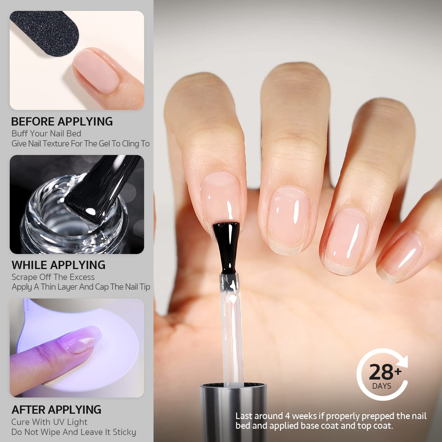 GAOY Gel Base Coat application layer enhances adhesion for long-lasting results.