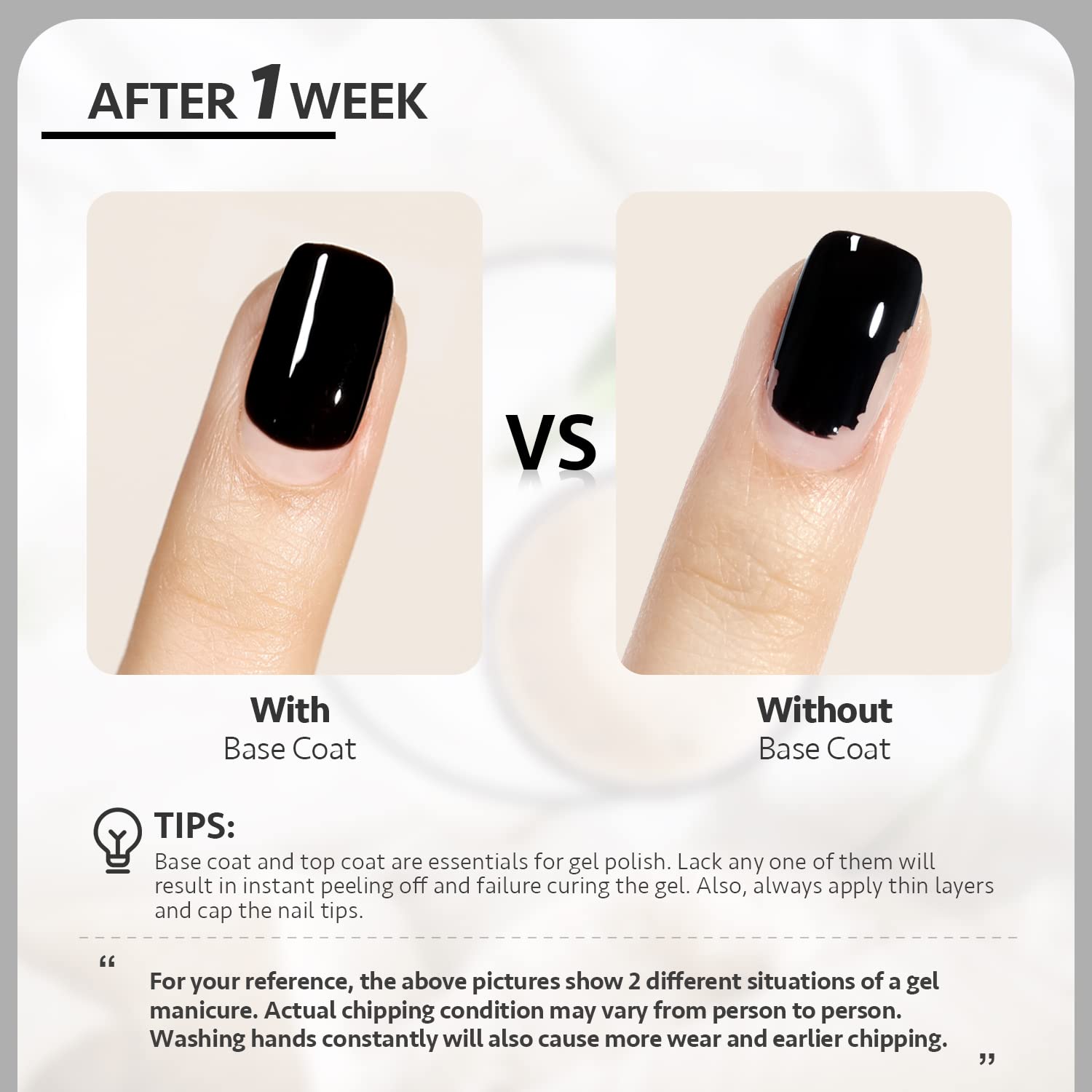 GAOY Gel Base Coat No-Wipe formula creates a sticky bond for gel cling.