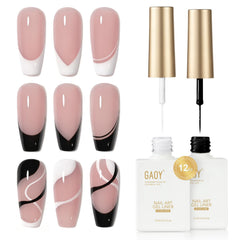 GAOY Gel Nail Polish Art Liner Set with white and black bottles for at-home designs.