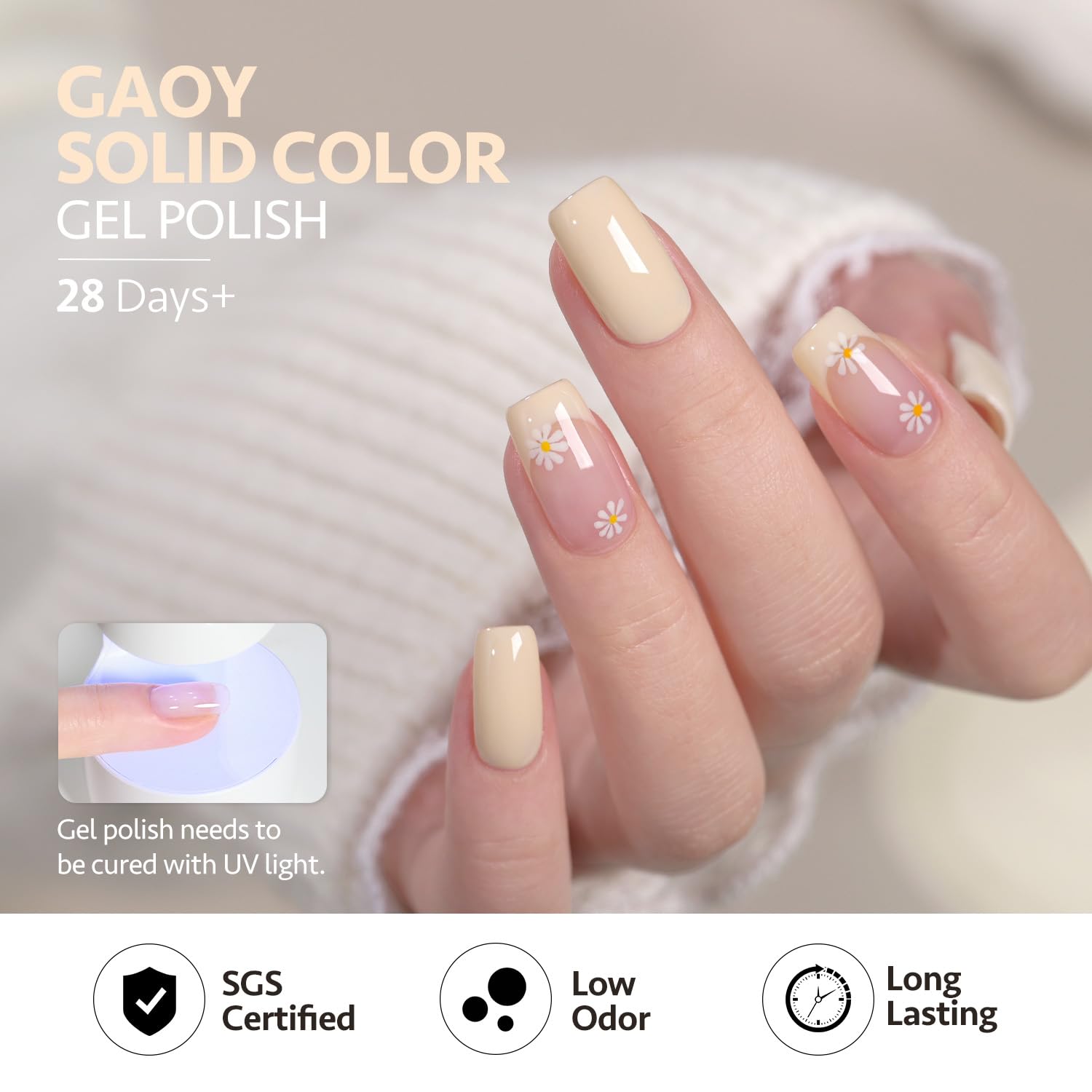 GAOY Gel Nail Polish Set in White for clean, versatile bases