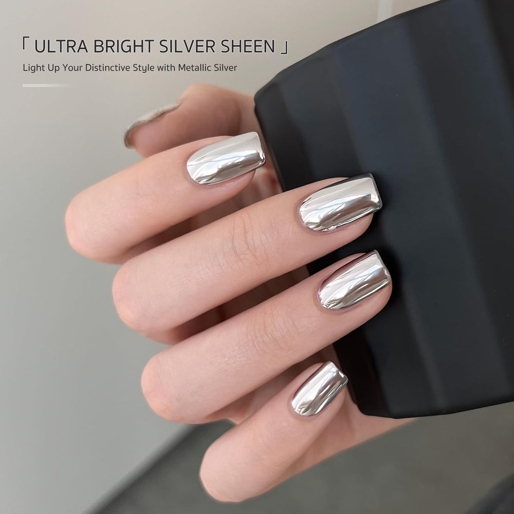 GAOY Gel cromado plateado, efecto metálico para diseños de moda en uñas.