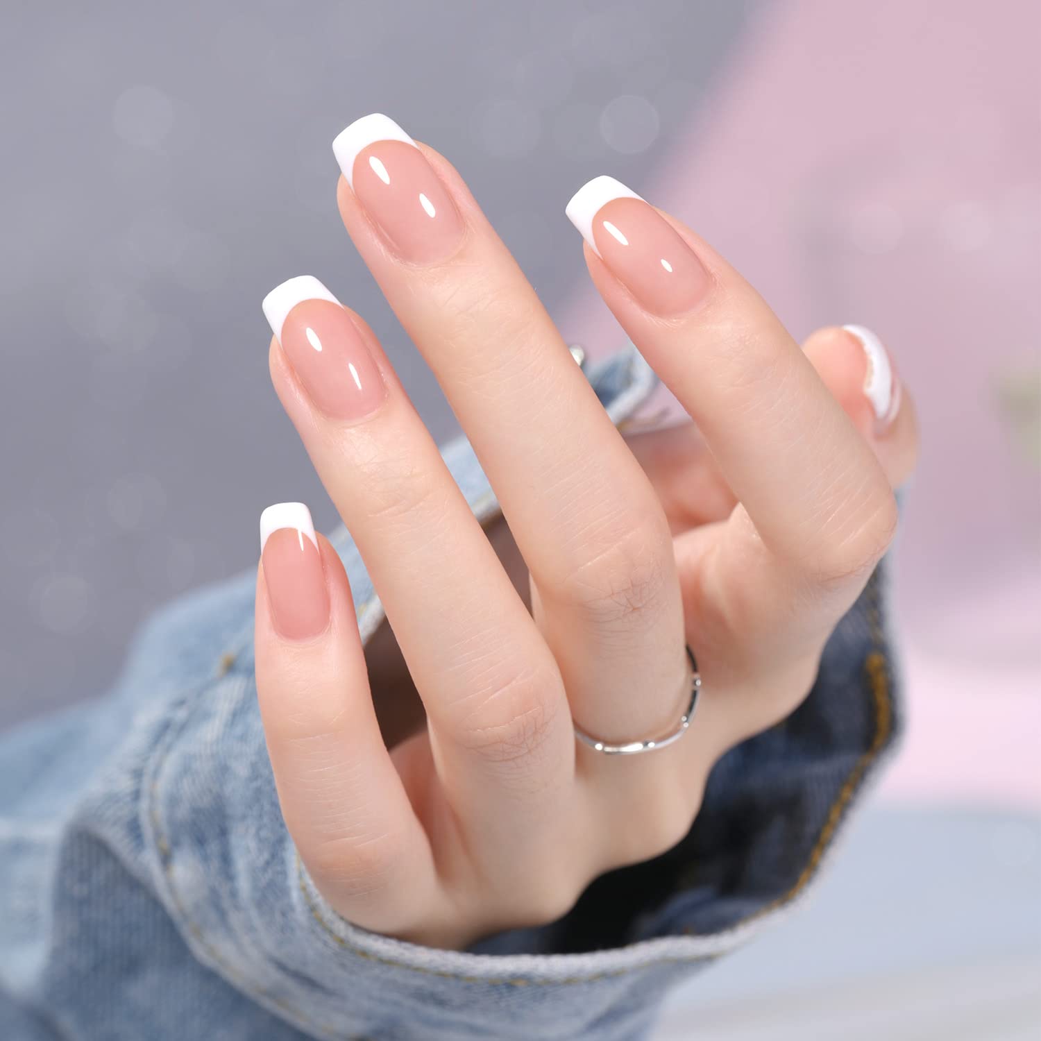 GAOY white gel polish bottle for crisp tip contrast