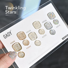 GAOY glitter gel polish set silver swatch with a glittery silver finish.
